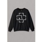 Siyah Sweatshirt Rock Metal Rammstein Till Lindemann Logo Baskılı Unisex Sweat