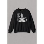 Siyah Sweatshirt Satranç Zeka Oyunu Şah Mat Vezir Chess Santranç Baskılı Unisex Sweat Siyah
