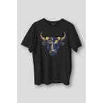 Siyah T-Shirt Boğa Sarı Lacivert Bull Fener Fitness Gym 1907 Geometrik Baskılı Unisex Tişört