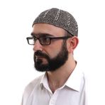 Siyah Taş Kışlık Çift Renk Kadife Namaz Takkesi