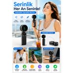 Siyah Taşınabilir Mini Fan Katlanabilir Boyuna Asılabilir USB Şarjlı Sessiz El Tipi Vantilatör