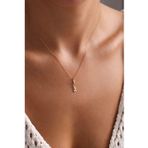 Siyah Taşlı Balık Kılçık Kilitli Charm Kolye 45 cm
