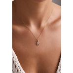 Siyah Taşlı Line Baykuş Kilitli Charm Kolye Ucu