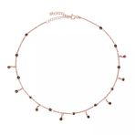 Siyah Taşlı Pırlanta Montür Rose Altın Kaplama Choker Gümüş Kolye
