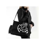 Siyah Totoro Baskılı Unisex Postacı Çantası Beyaz - Siyah