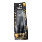 Siyah Üzeri Yıldız Baskılı İnce Mum 14 cm 6 lı