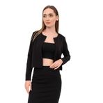 Siyah Uzun Kol Kısa Krep Ceket&Hırka