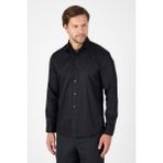 Siyah Uzun Kol Yarım Italyan Yaka Cepsiz Non Iron Slim Fit Pamuklu Gömlek 1004250267 - XL