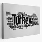 Siyah ve Beyaz İller İsimli Türkiye Haritası Dekoratif Kanvas Tablo, Duvar Dekoru 1018