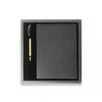 Siyah Vıp Hediyelik Set - 15x21 Yaldız Kenar Not Defteri - Metal Roller Kalem Hk2063