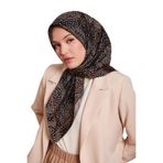 Siyah-Vizon Noktalı Daireler Bask. Twill İpek Eşarp