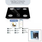Siyah Yağ Ölçer Akıllı Bluetooth Cam Baskül Pilli 180Kg/50Gr 26X26cm 8-Kişi Hafıza Lcd Ekran ℃ Gösterge Sbs-4470 .