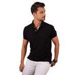Siyah Yaka Desenli Hediye Kutulu Erkek Polo Yaka Tişört M