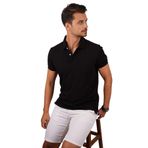 Siyah Yaka Desenli Hediye Kutulu Erkek Polo Yaka Tişört S