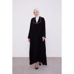 Siyah Yaka İşleme Detaylı Ferace