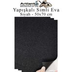 Siyah Yapışkanlı Simli Eva 50X70 Cm 3 Adet Simli Yapışkanlı Eva Süngeri Okul Kreş Anasınıfı Elişi Etkinlikleri Hobi