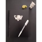 Siyah Yapraklı Spiralli Defter 17X24CM 165 Gr. 70 Sayfa ve Beyaz Jel Kalem Ahşap Kapaklı Defter
