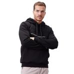 Siyah Yazı Nakışlı Standart Kalıp Kapüşonlu Erkek Sweatshirt - 87887 S Siyah