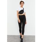 Siyah Yüksek Bel Slim Fit Dar Paça Kadın Kapri Tayt - 93097 | M
