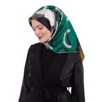 Siyah Yuvarlak Desen Twill İpek Eşarp