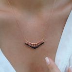 Siyah Zirkon Taşlı Rose Gold Kaplama Shakira Gümüş Kolye