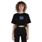 Siyah%100 Pamuk Bisiklet Yaka Crop T-shirt Blue Sky With Cloud In Music Wave_em1153 Siyah M