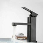Siyah/Krom Banyo Muslukları Sıcak Ve Soğuk Mikser Lavabo Mutfak Tezgah Üstü Lavabo(Black)