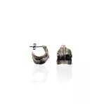 Siyah&Rose Plated Yaprak Gümüş Kadın Küpe