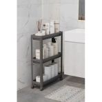 (Sıyah)Tekerlekli Dikdortgen 3 Katli Raf Unitesi - Banyo Mutfak Duzenleyici Organizer
