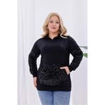 Siyezen Büyük Beden Pul İşlemeli Sweatshirt
