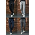 Sizce Moda 4’lü Set Erkek Boydan Biyeli Baggy Eşofman Altı – 2 İplik, Lastikli Bel, Geniş Paça