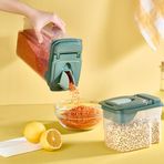 Sızdırmaz Gıda Saklama Kabı, 3.6 Litre, Şeffaf Plastik, BPA İçermeyen, Kuru Gıda ve Bakliyat için, 17.8 x 11.9 x 27.3 cm, Yeşil Kapaklı