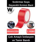 Sızdırmaz Suya Dayanıklı Kırmızı Renk Çok Amaçlı Tamir ve İzolasyon Bandı 10m 1 Adet