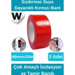 Sızdırmaz Suya Dayanıklı Kırmızı Renk Çok Amaçlı Tamir ve İzolasyon Bandı 10m 3 Adet