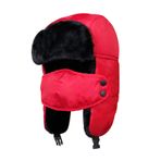 SJASD Kış Tuzakçı Şapkası Erkekler Kadınlar için Asker Bombardıman Şapkası Rus Şapkası Peluş Ushanka Rüzgar Geçirmez Sıcak Kayak Şapkası, Kulak Tıkaçlı, Kırmızı, 58~60 cm/23~24 inç