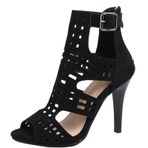 SJJH Stiletto 10 cm Siyah Süslemeli Kadın Sandalet