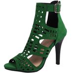 SJJH Stiletto 10 cm Yeşil Süslemeli Kadın Sandalet