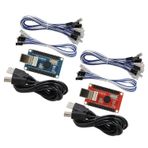 SJ@JX Arcade Game 2 Player USB Encoder Code Board LED Power Light Zero Delay Gamepad Controller DIY Kit 13x Button Cable 4x Joystick Cable for Retro Pie PC MAME Raspberry Pi