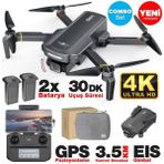 Sjrc F5S Pro+ Plus Combo 4K Kameralı Drone Seti +2batarya+3.5km Menzil+30 Dakika Uçuş Süresi+Çanta+Eıs Gimbal+Takip Modu - Gri - Drone Combo