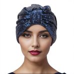 SJTJSPX Türban bere, kadın, uyku beresi, yumuşak, elastik bandana, kep, düğüm, bere, saç dökülmesi, kemoterapi şapkası, payetli, kadın şapkası, moda, başörtüsü, Müslüman baş örtüsü, Mavi (Marineblau),