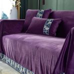 Skcess Mor Koltuk Minderi Kılıfları, Peluş Koltuk Yastık Kılıfları Düz Renk Bulut Desenli Kenarlar 2 Kişilik (170 x 280 cm)