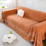 Skcess Turuncu Dış Mekan Kanepe Kılıfı, Şönil Koltuk Yastık Kılıfları İngiliz Harfleri Baskılı Düz Renk Püsküllü 2 Kişilik (180X230CM)