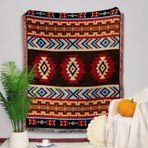 Skcess Yatar Koltuk Kılıfı, Kahverengi Kırmızı Polyester+Pamuklu Koltuk Yatak Örtüsü Püsküllü Etnik Stil Desen 3 Kişilik (180X340CM)