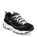 Skechers Kadın D Lites Me Time, Siyah/Gül Altın, 37.5 EU Geniş