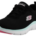 Skechers Kadın Flex Appeal 4.0-Brilliant View Sneaker, Siyah/Turkuaz, 6.5 Wide