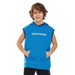 Skechers Lightweight Fleece Two Yarn B Sleeveless Hoodie Sweatshirt Erkek Çocuk Gs Mavi Sweatshirt