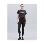Skechers S221460-001 Shiny Logo Bisiklet Yaka Normal Kalıp Düz Siyah Kadın T-Shirt