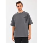 Skechers S2510153-003 Heavyweight Graphic Antrasit Yuvarlak Oversize Düz Erkek T-Shirt
