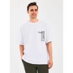 Skechers S2510153-100 Heavyweight Graphic Beyaz Yuvarlak Oversize Düz Erkek T-Shirt