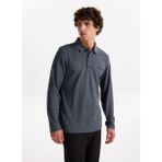 Skechers S2520061-3998 M Long Slv Polo Gri Regular Fit Erkek Polo T-Shirt